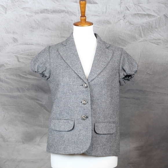 Moschino Jackets & Blazers - Moschino gray virgin wool short sleeve blazer 4